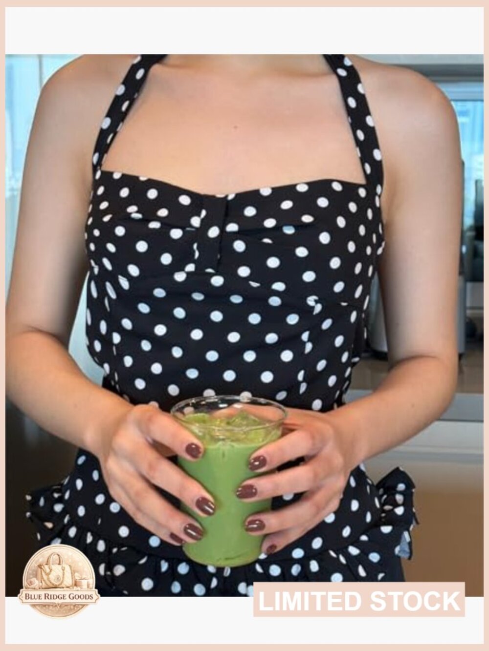 Halter Tank Top Sleeveless V Neck Polka Dot Crop Top Backless Going Out Cami - Picture 2 of 4